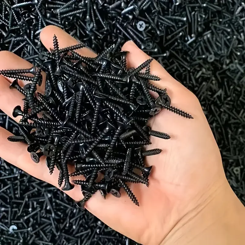 50 Stück schwarze hochfeste M3,5 dicke Trockenwandnägel Kreuzsenkkopf Gipskarton Nägel Stahl Holzbearbeitung selbstschneidende Schrauben – Detail 7