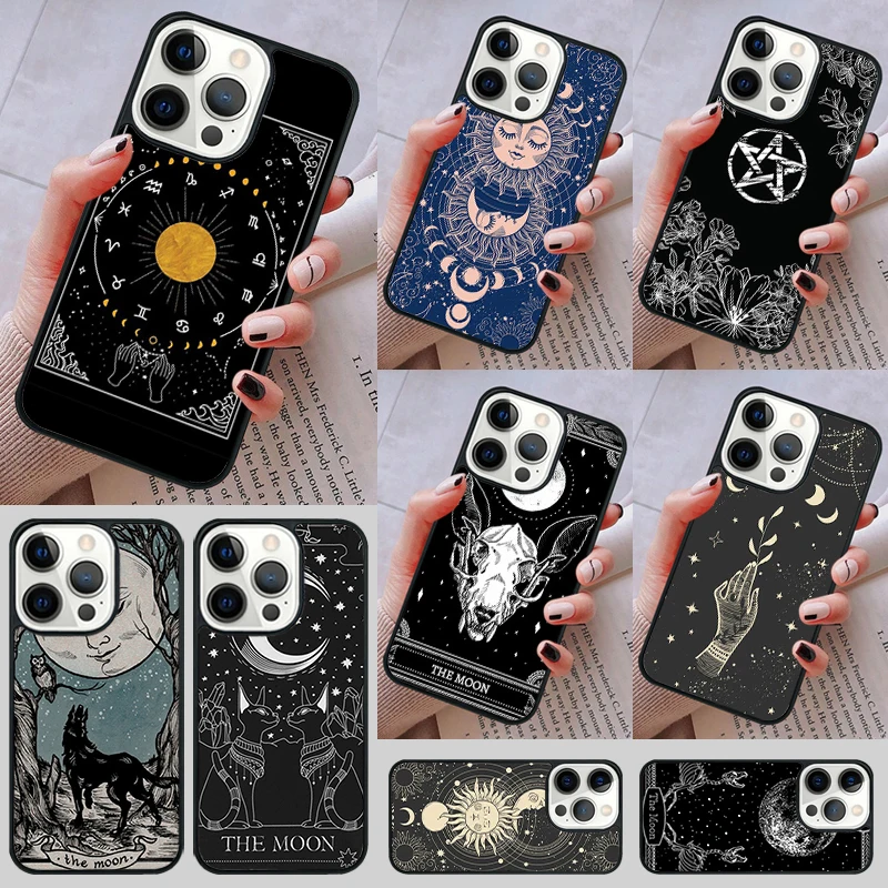 

Чехол для телефона Witches Moon Tarot для iPhone 17 Air 14 13 15 16 16e Pro Max Coque 12 11 Pro Max для Apple PLUS fundas