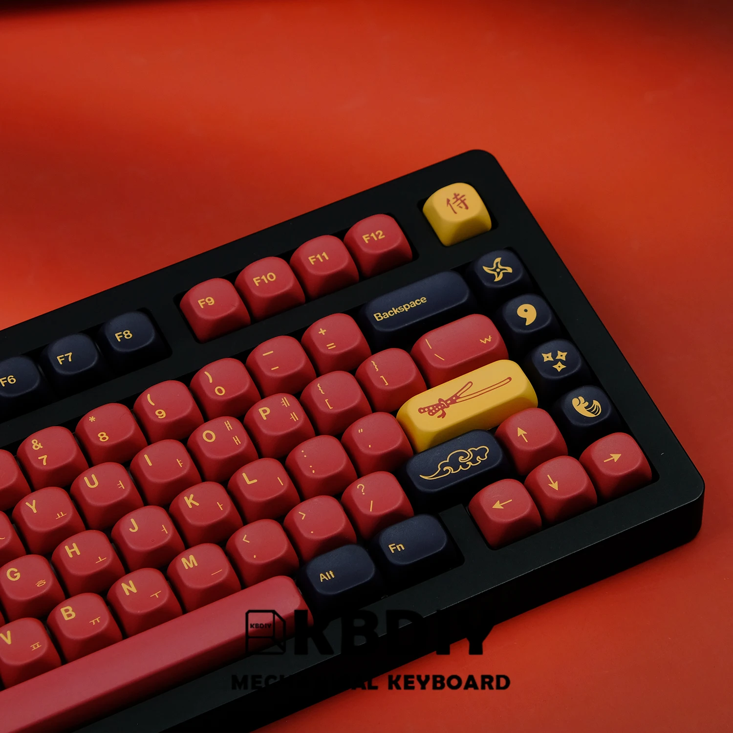 Imagem -02 - Kbdiy-teclado Samurai Vermelho Mecânico Keycap Coreano Keycap Coreano Perfil Koa Gmk Cherry mx Switch Cinco Lados 130 Teclas por Conjunto