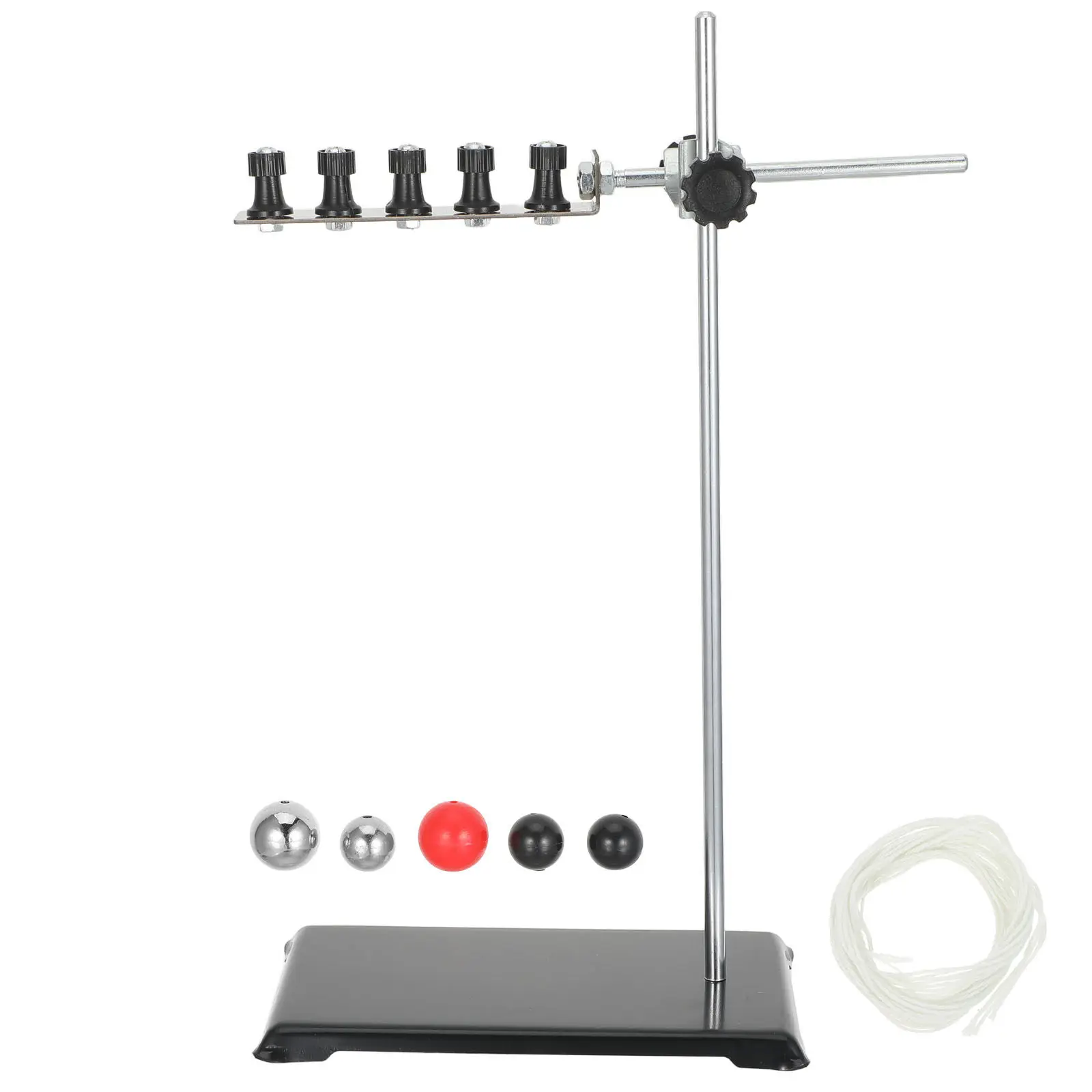 

5 Balls Pendulum Set Adjustable Height Physics Oscillation Kit Stable Iron Stand Mechanics Study Science Experiment Classroom