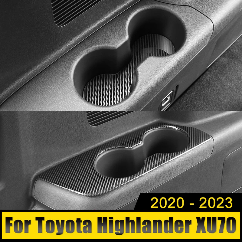 

Stainless Car Third Drain Cup Decorative Frame Rear Armrest Box Water Cup Trim For Toyota Highlander XU70 Kluger 2020-2022 2023