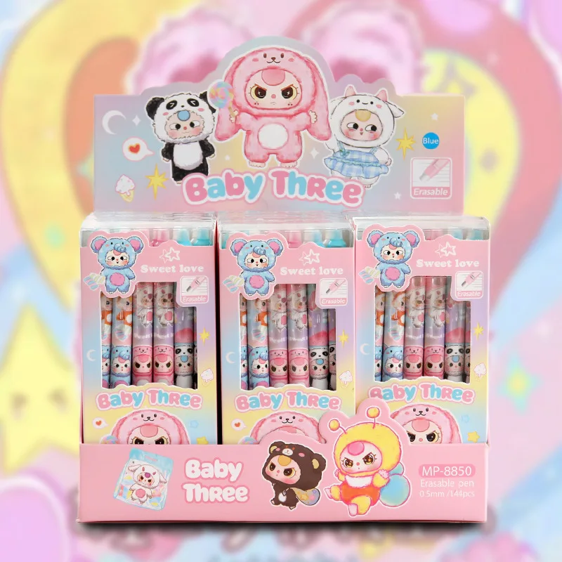 

12-144pcs Baby Three Gel Pen Cartoon Erasable Blue Pen Writing Pen Student Stationery Wholesale