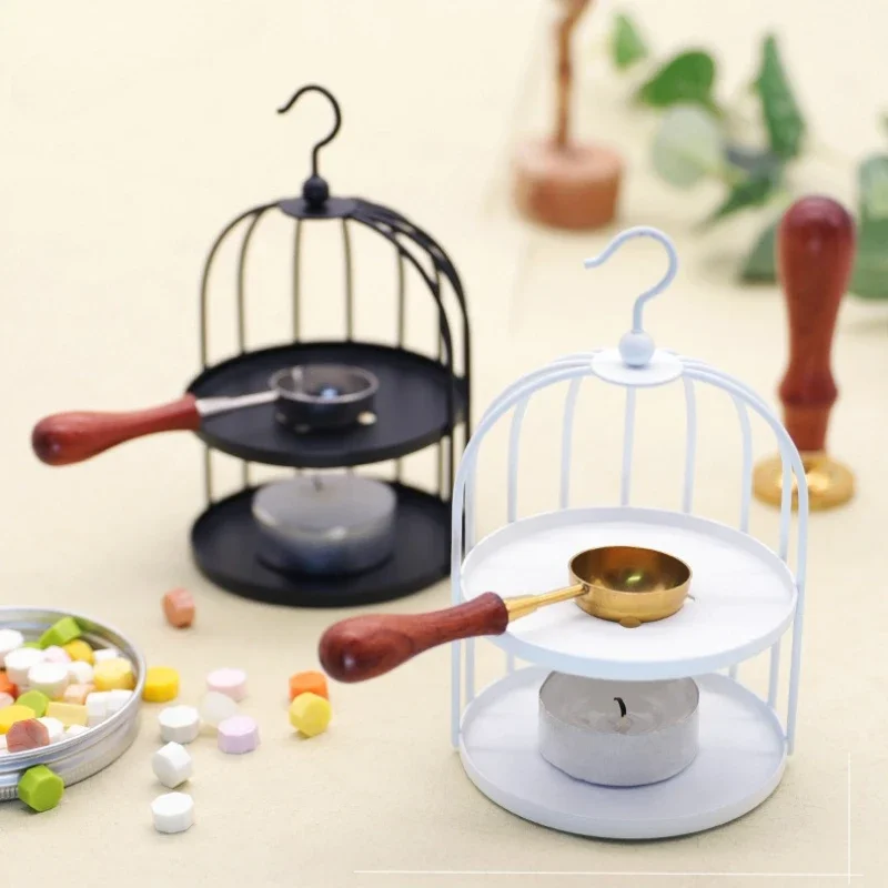 European Style Art Retro Lacquer Melting Furnace Seal Wax Melting Tool Personalized Birdcage Iron Wax Stamp Craft Supplies