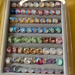 50Pcs Mix Color Cushion Cut Glass Fancy Rhionestones DIY Nail Crystals Jewelry Making Decorations Stones For Crafts Garment