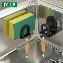 New Space Aluminium Kitchen Sink Sponge Holder Rustproof Self Adhesive Sponge Drain Dish Drying Rack Kitchen Storage Organizer