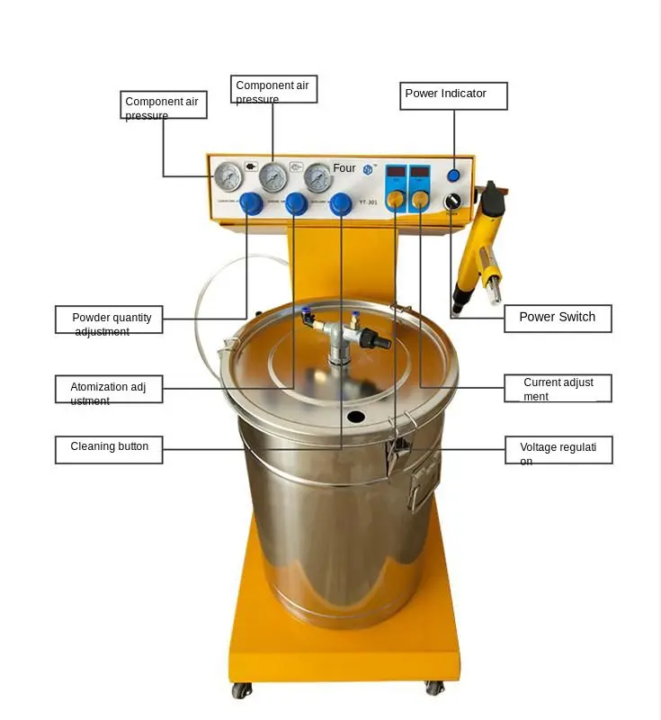 Portable Powder Paint Experiment System Electrostatic Coating machine powder coating test gun