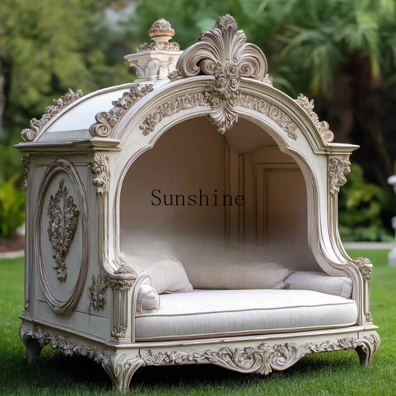Palace style interior solid wood carving flower villa luxury cat and dog room cage simple modern