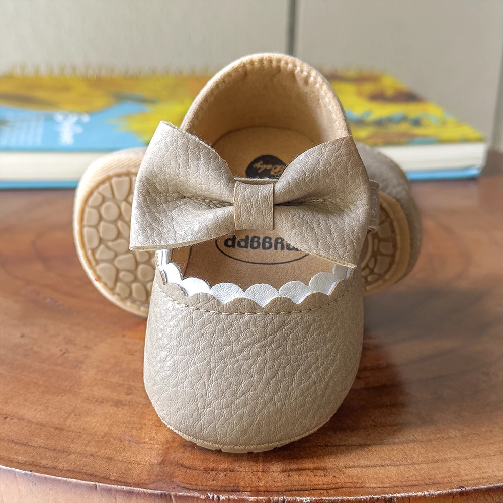 Baby Shoes Classic Dress Cute Bow Anti-slip Soft Sole First Walkers Infant Baby Girls Toddler Shoes 0-18m