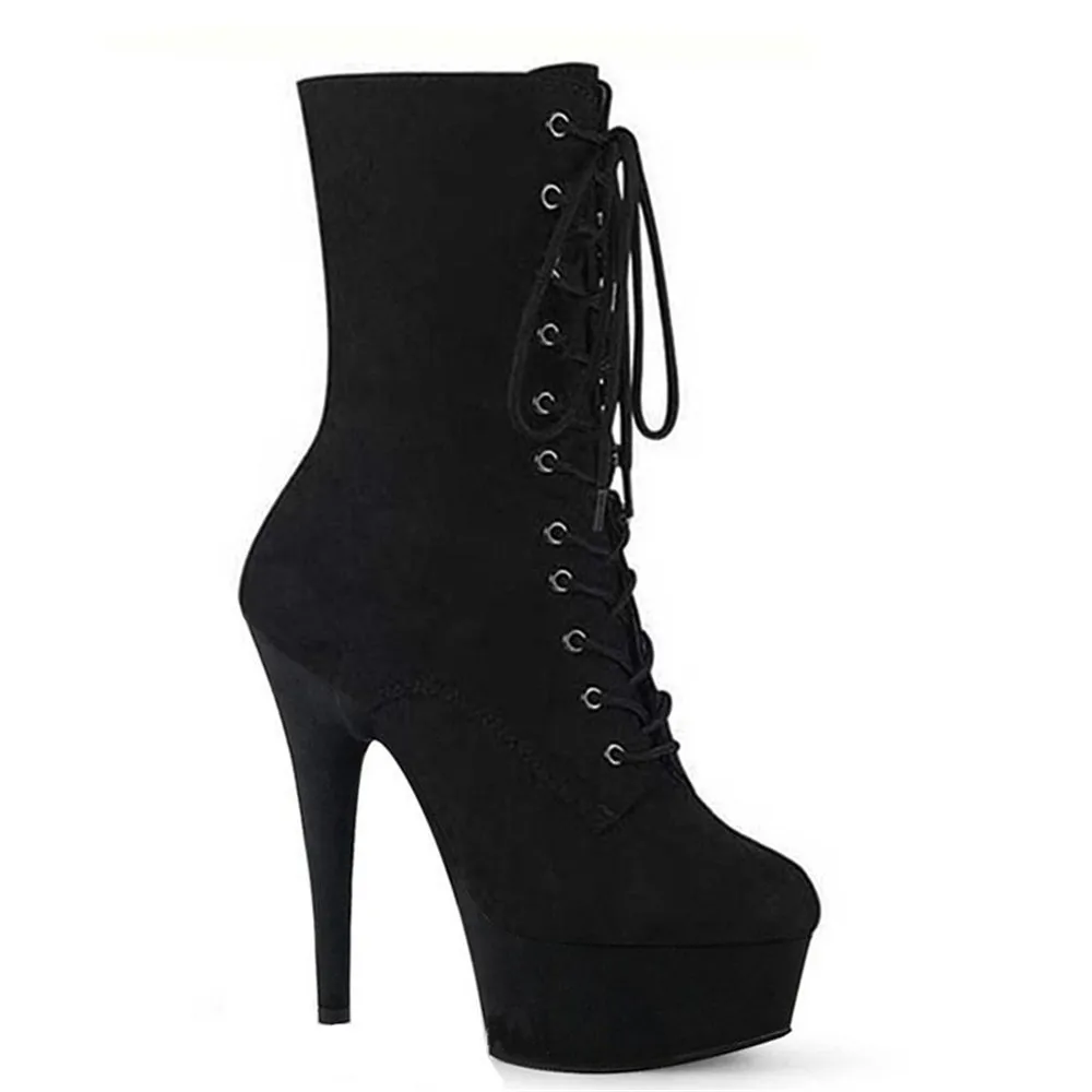 

6 inches, sexy ankle boots, ladies high heels, suede roots, 15cm pole dancing, model party boots