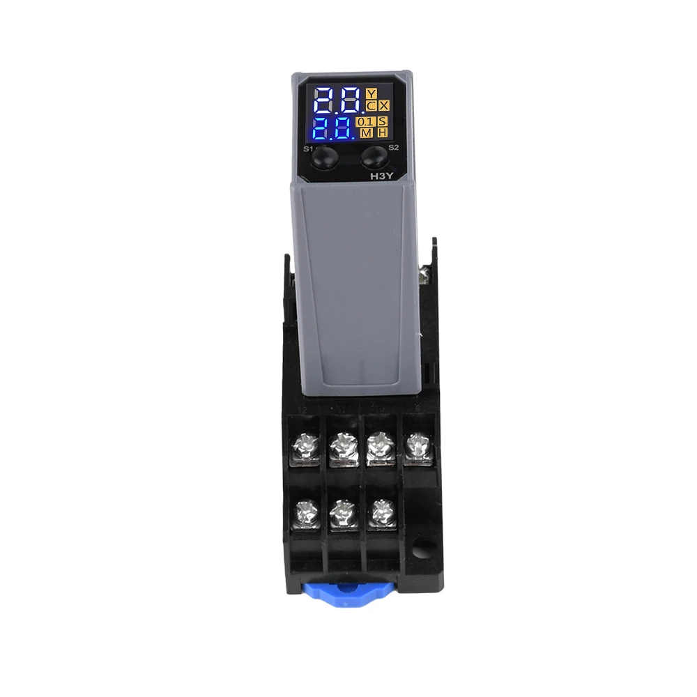 H3Y-4 DC12V DC24V AC220V Liquid Crystal Time Relay with Base Small Digital Display Dual Time Loop Cycle Time Control Delayer