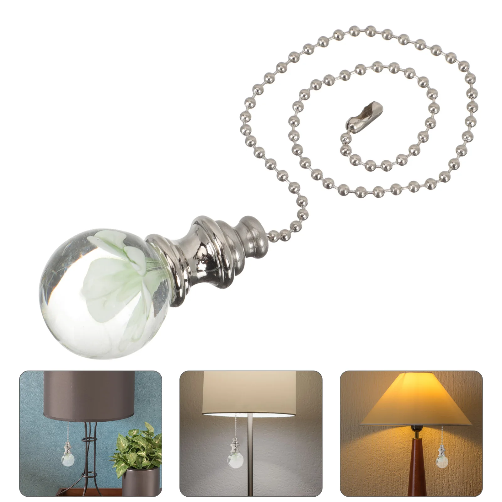 

Ceiling Fan Chain Pulls Bathroom Decorative Glass Metal Extension Ceiling Fan Pull Chain Extender for Lamp Replacement DIY Party
