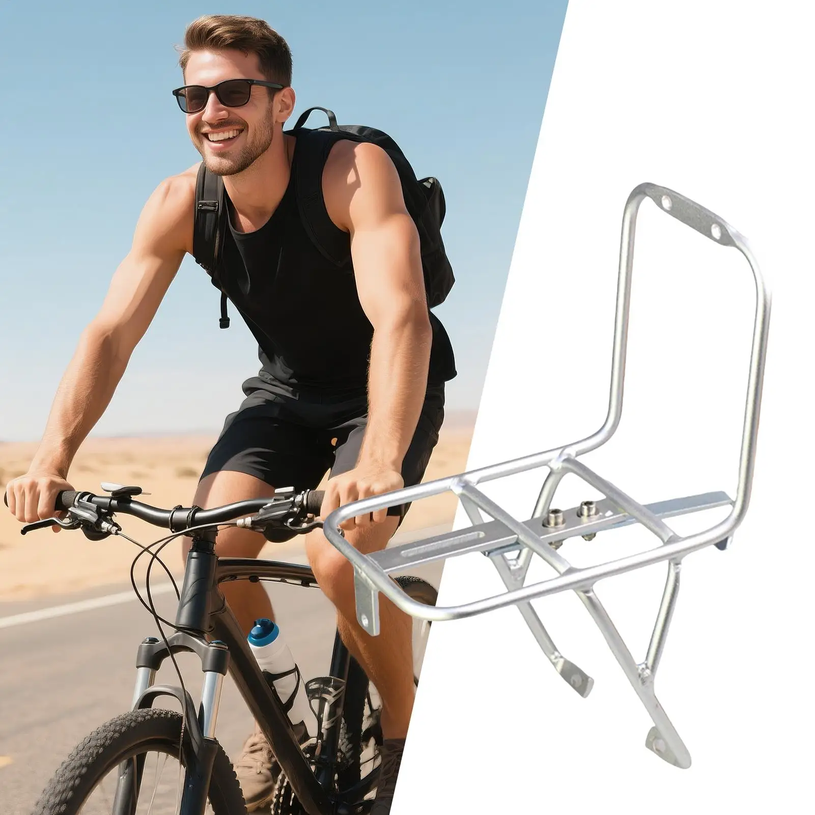 رف أمامي للدراجة مصنوع من سبائك الألومنيوم ورف شحن للدراجة شديد التحمل للتجول وركوب الدراجات والتنقل والتسوق والسفر والتخييم #4