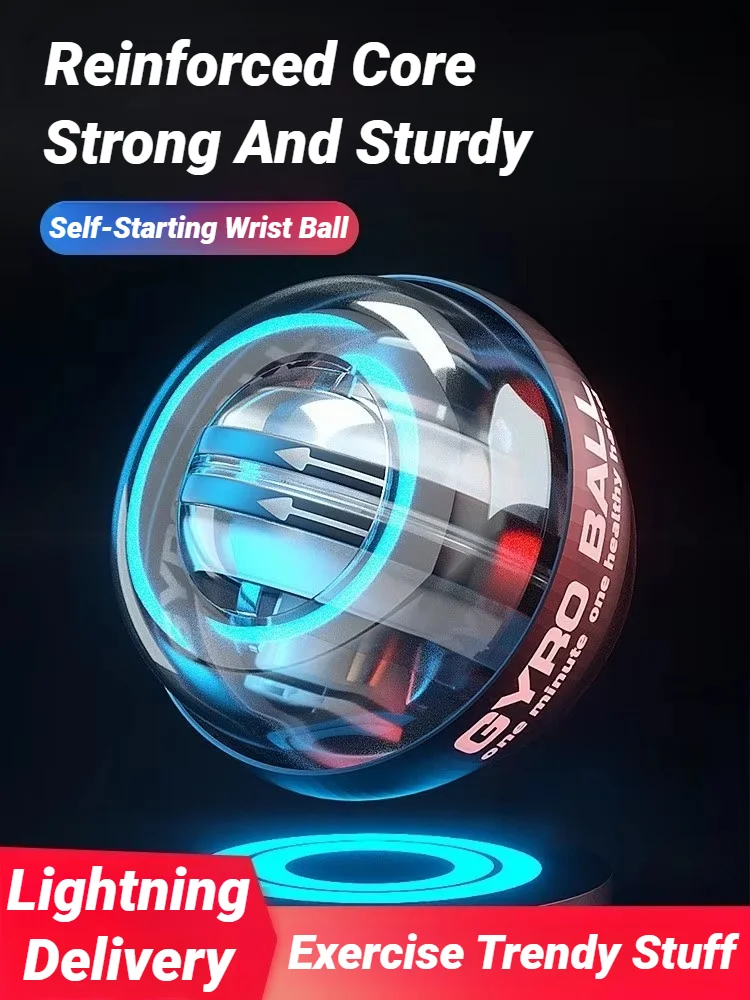 Self-Starting Multi-Functional Forearm Exerciser Power Ball Wrist Booster Trainer Hand Strength Grip Light-Up Strengthener