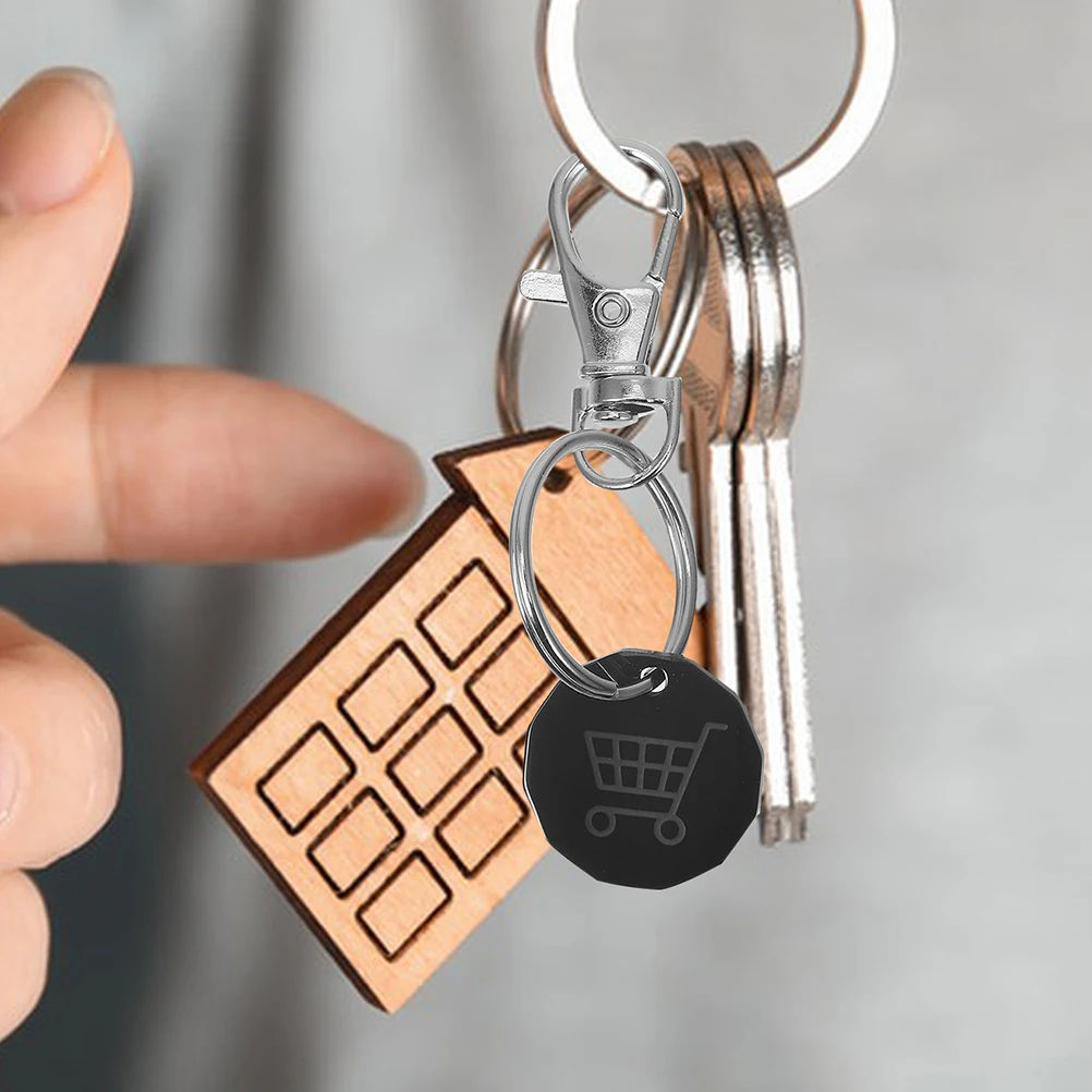 

1pc Shopping Cart Tokens Keyring Metal Alloy Mini Coin Keychain Quarter Holder Trolley Token Unisex Supermarket Carts Gifts