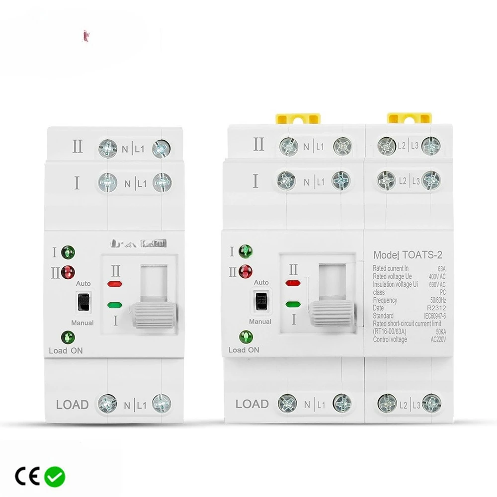 

Dual power automatic transfer switch without continuous power supply for milliseconds 2P4P63A