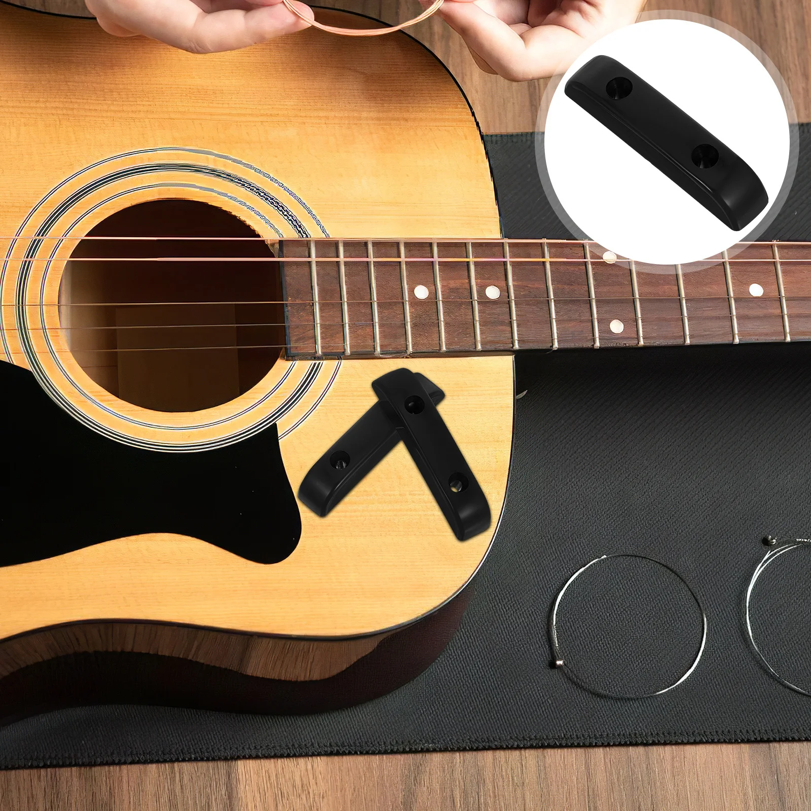 

2pcs Black Thumb Rest For Bass Guitar Smooth Plastic Finger Support Mounting Screws Included Easy Install Long Playing Comfort