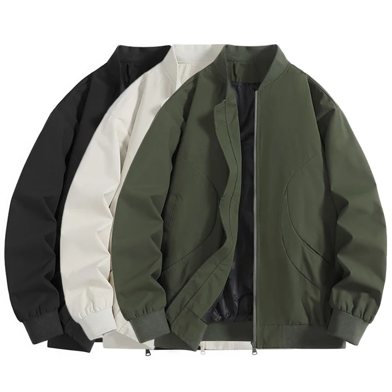 Men's Pilot Jacket Baseball Jacket Comfortable Sports Coat Spring Autumn Fashion Outerwear Workwear Casual Loose Fit Anti-crease