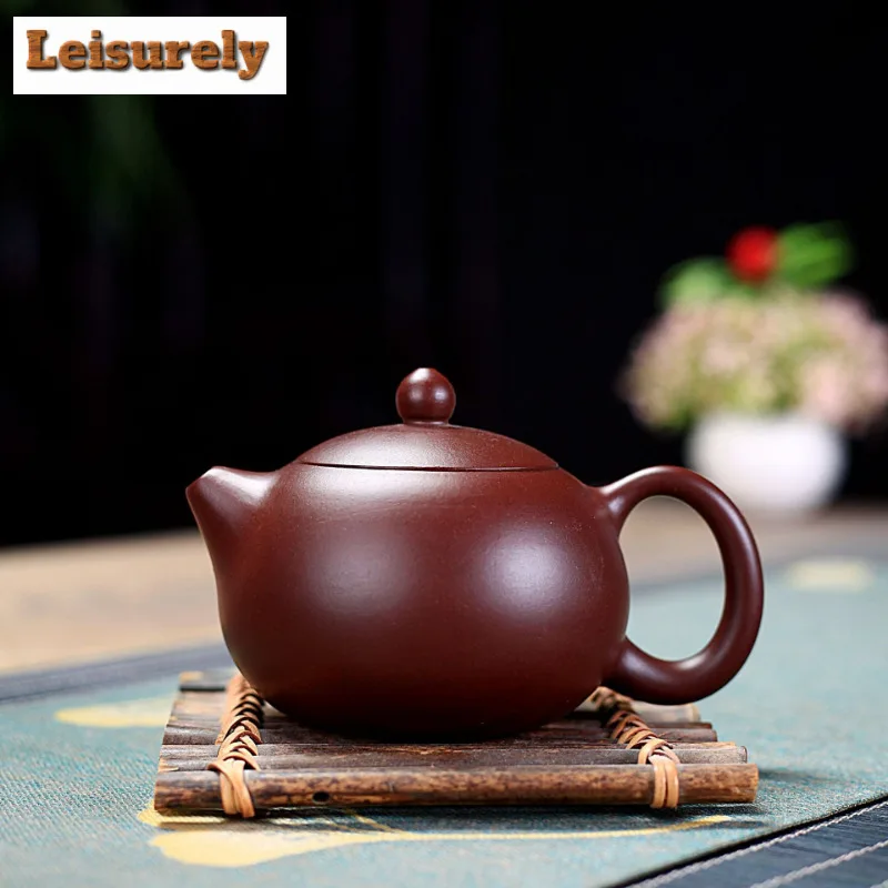 180ml Yixing Purple Clay Teapots Handmade Card Cover Xishi Pot Raw Ore Purple Zhu Mud Kettle With Infuser Zisha Tea Set For Tea