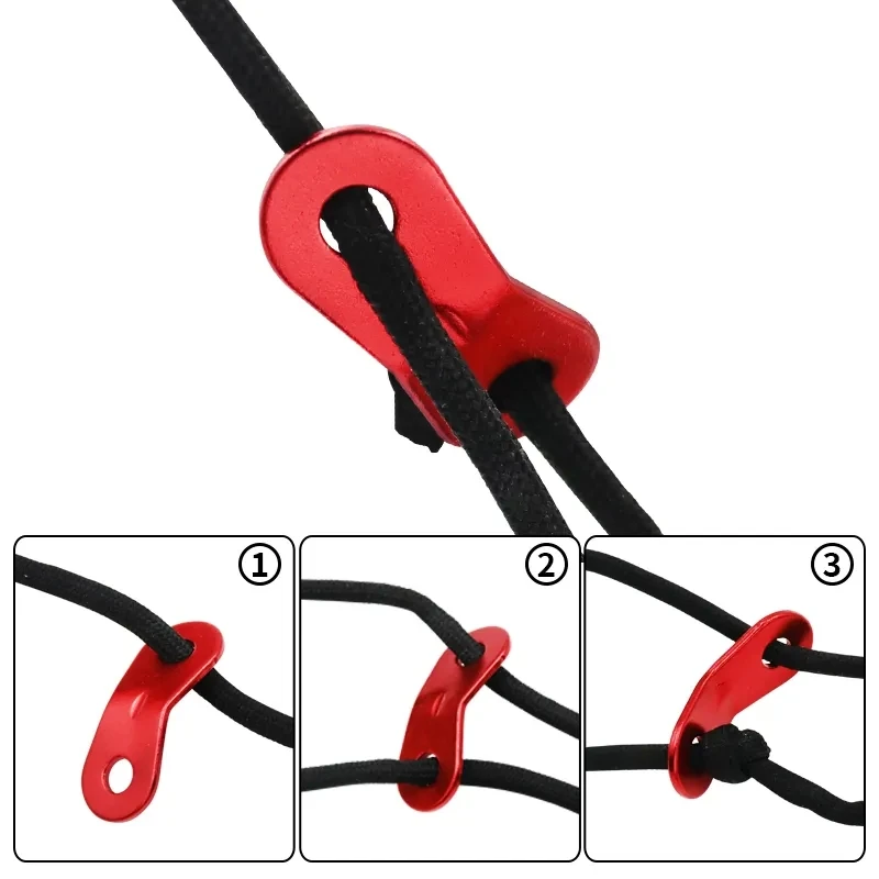 Hebilla de cuerda de viento de doble ojo, accesorio de aleación de aluminio para tiendas de campaña, ajuste antideslizante, paraguas, 20 unidades