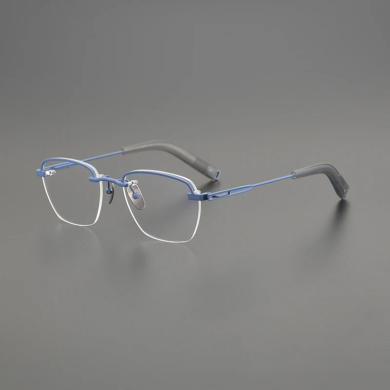 Quality Acetate Titanium Square glasses frame Business elite men's frameless glasses can be customized Lens