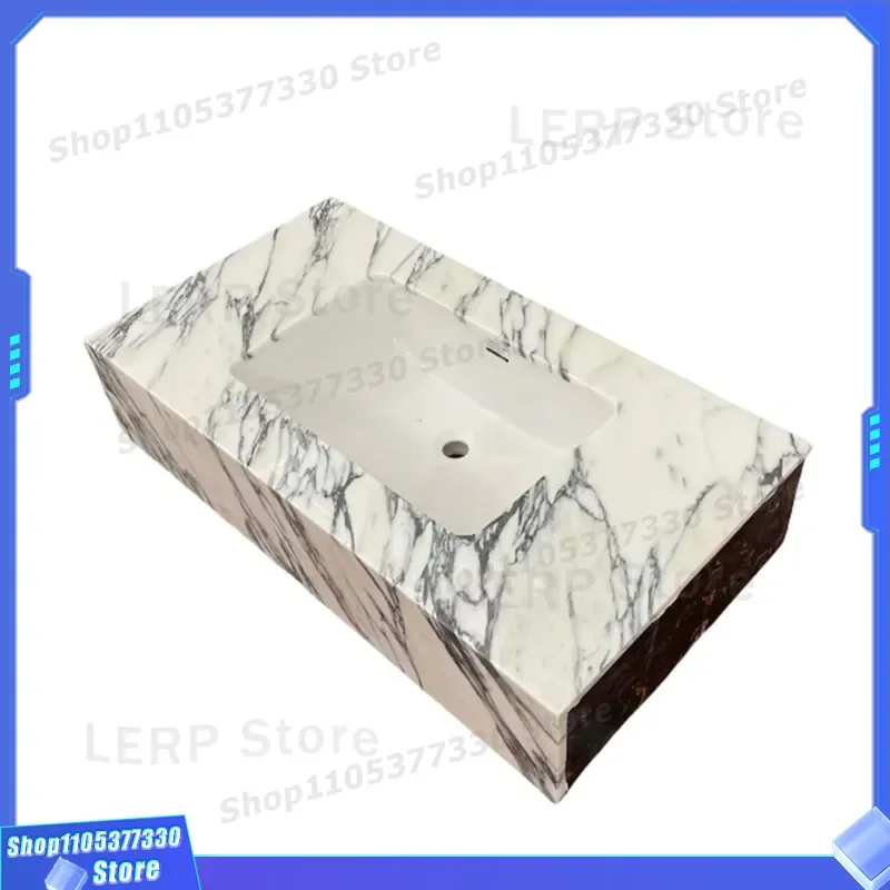 Natural White Marble Wall Mounted Basin Indoor Bathroom Washbasin Kitchen Countertop Stone Sink Furniture Factory Wholesale