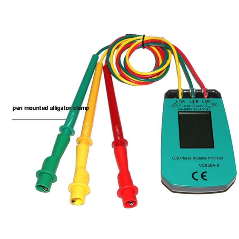 3 Phase Tester Digital Phase Indicator Detector LED Phase Sequence Meter Voltage Tester 40V-600V AC Durable