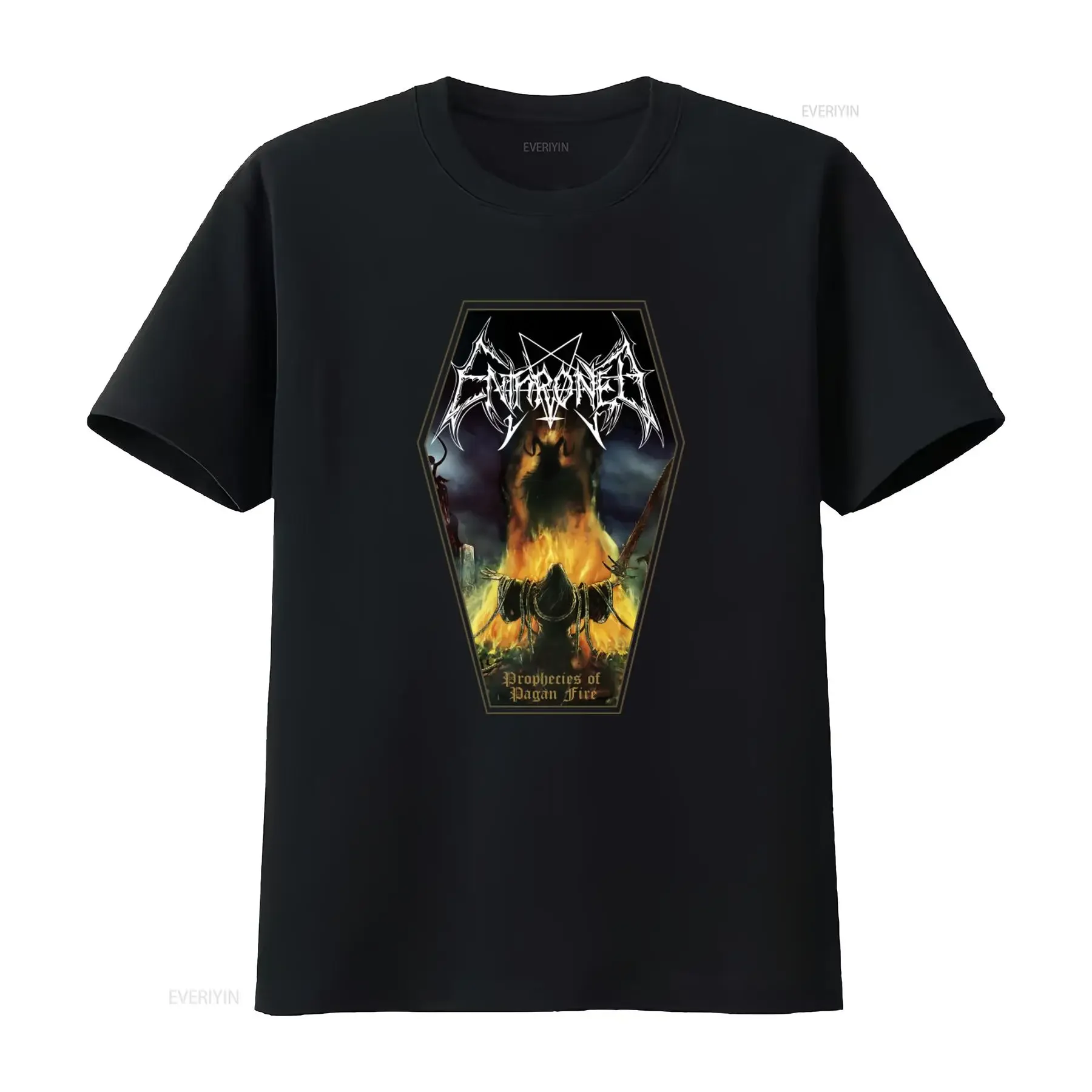 New DTG T shirt ENTHRONED Prophecies of Pagan Fire Gothic Metal Band Design  vintage Washed Comfortable Slightly graphic