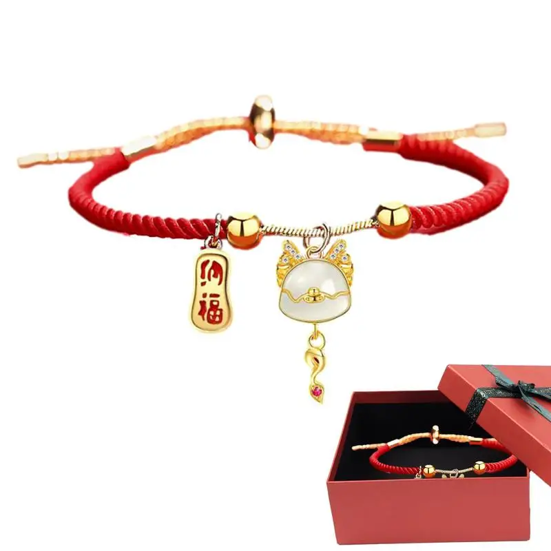 Red String Bracelet Dragon Chinese New Year Dragon Bracelet Drawstring Red String Zodiac Lucky Bracelet With Dragon Pendant