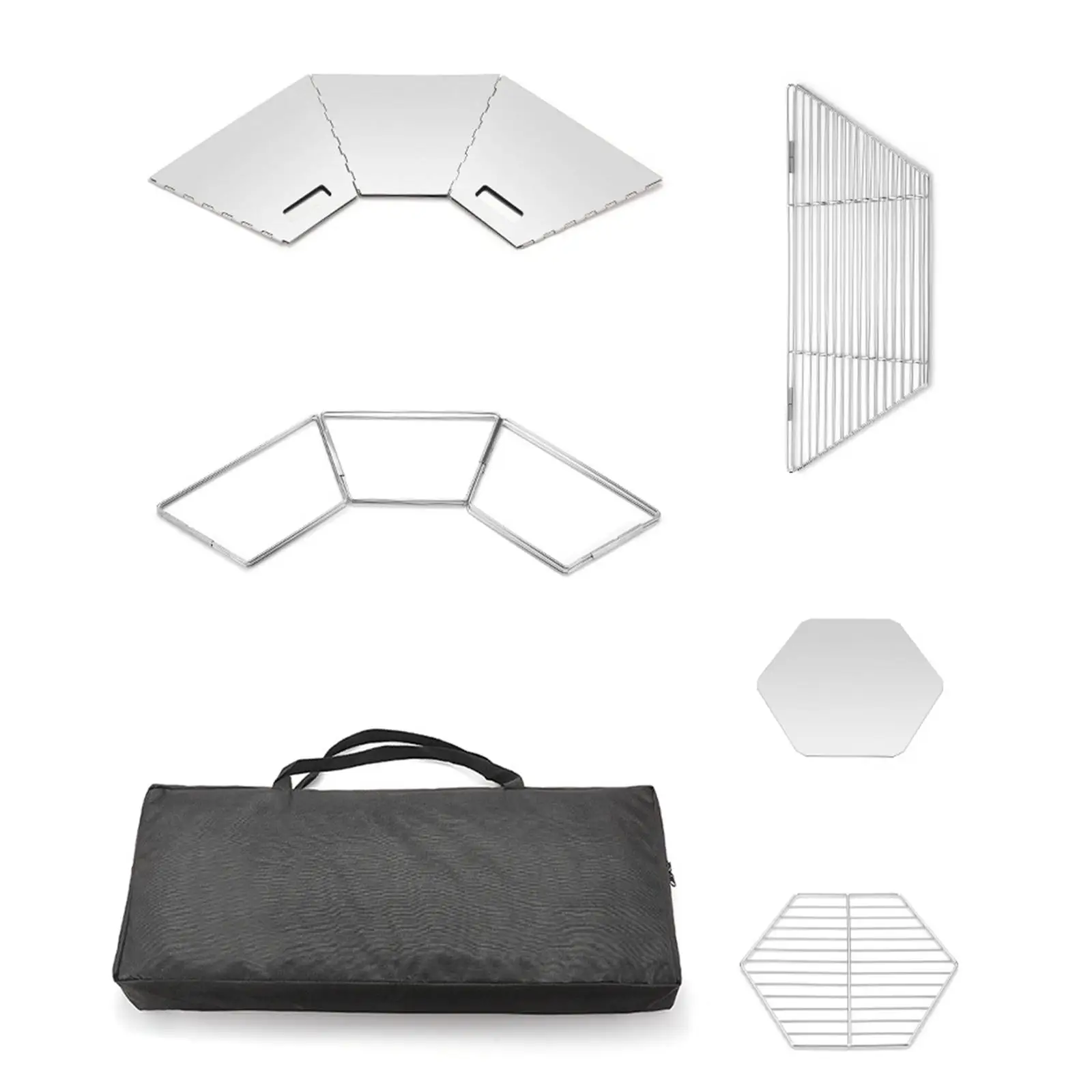 Outdoor Camping Grill Portable Fire Stainless Steel with Carrying Bag for BBQ Travel Barbecue Picnic