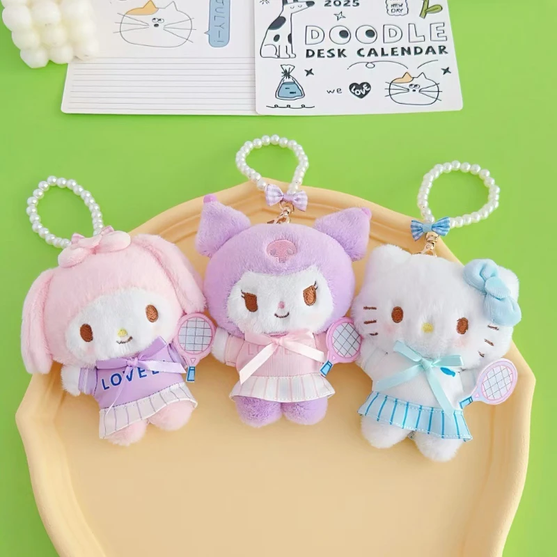 Breloczek pluszowy Sanrio Hello Kitty, uroczy breloczek z kreskówkami Kuromi, Cinnamoroll, My Melody, pluszaki anime dla dzieci i dziewczynek, prezenty świąteczne