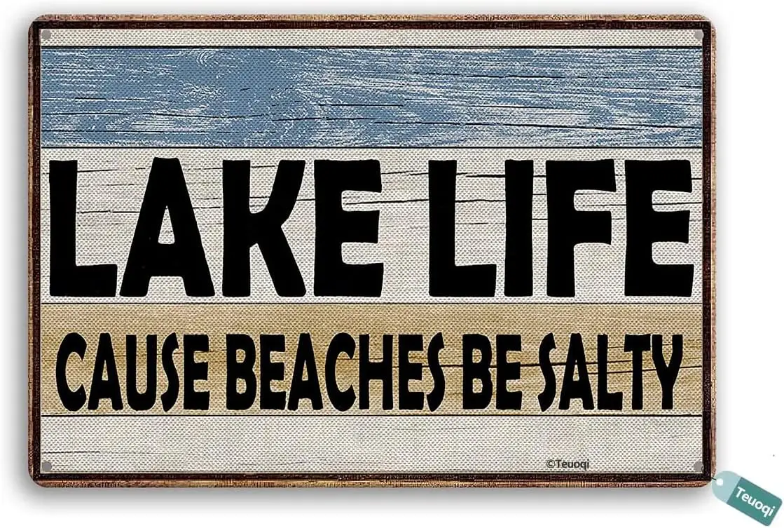 Декоративная забавная цитата, приведение к озеру жизни, пляжи, быть солеными весной 8x6 в оловянной вывеске, домашний декор, домашнее искусство, металлические вывески, настенное искусство, Настенный декор Po