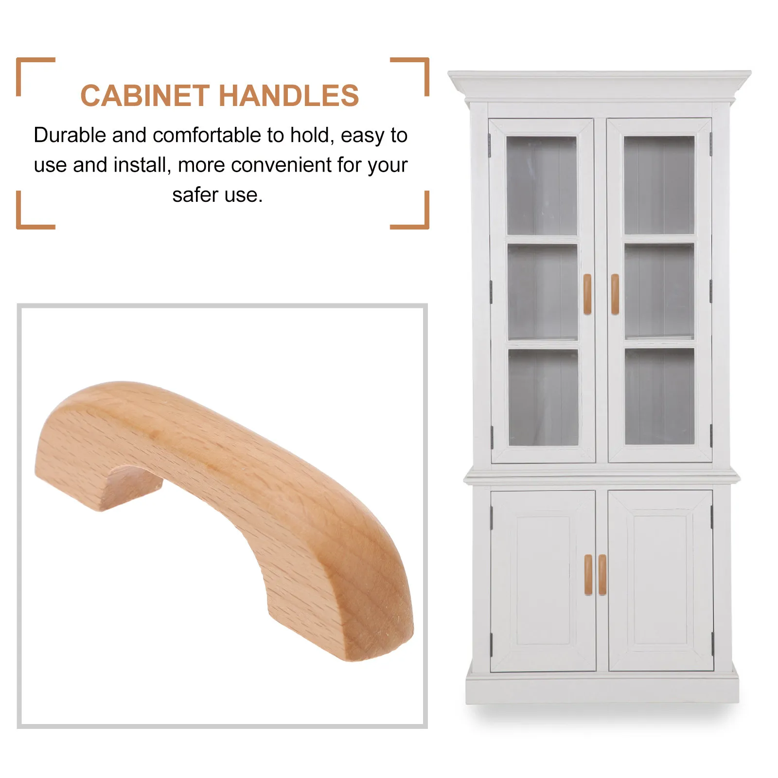 4Pcs Smooth Beech Wood Cabinet Handles Heavy Duty Comfort Grip Furniture Pulls for Cabinets Drawers Dressers Bookcases Closets