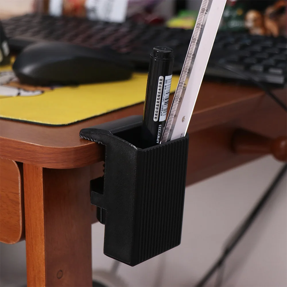 Detachable Clamp Desk Edge Pen Holder Easy Installation Space Saving Clip-On Pencil Box Multifunctional 10-35mm Wide Clamping