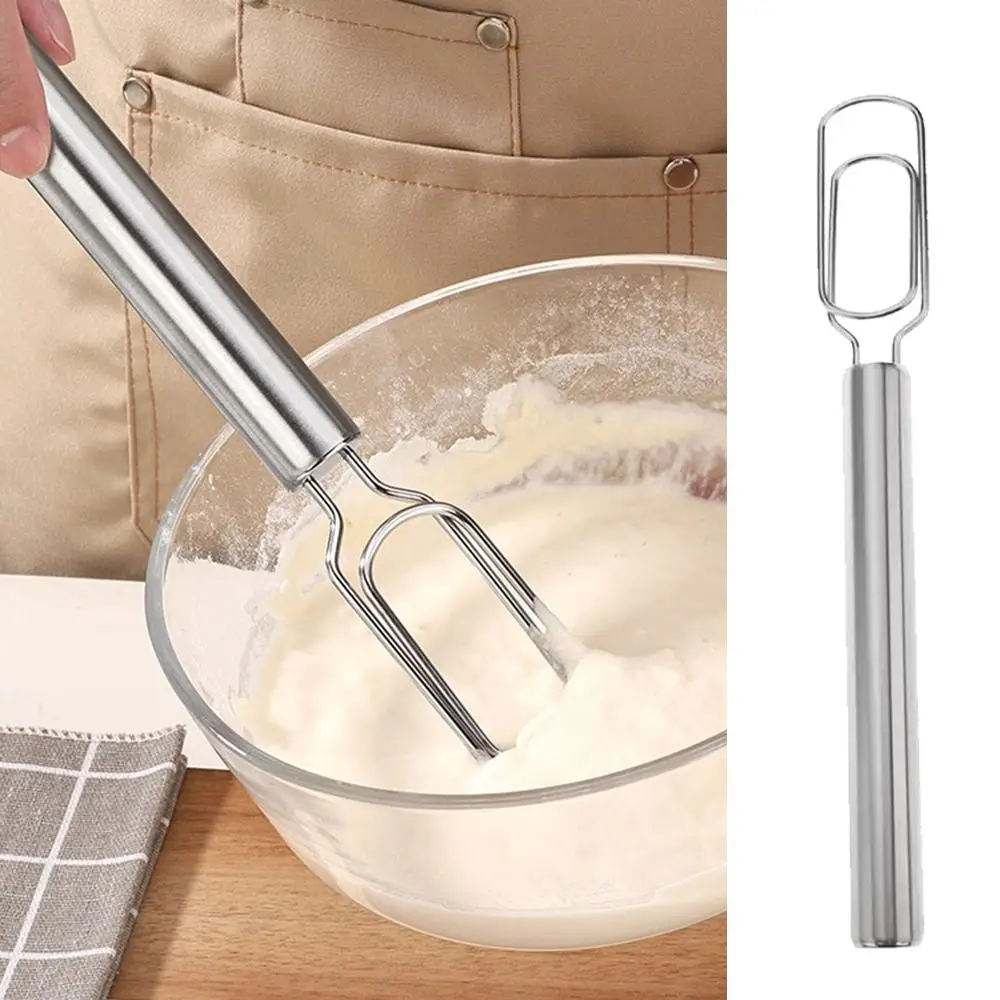 Stainless Steel Hand Whisk Mixer Non-Stick Rustproof Manual Dough Blender Ergonomic Handle Multifunctional Flour Whisk Pastry