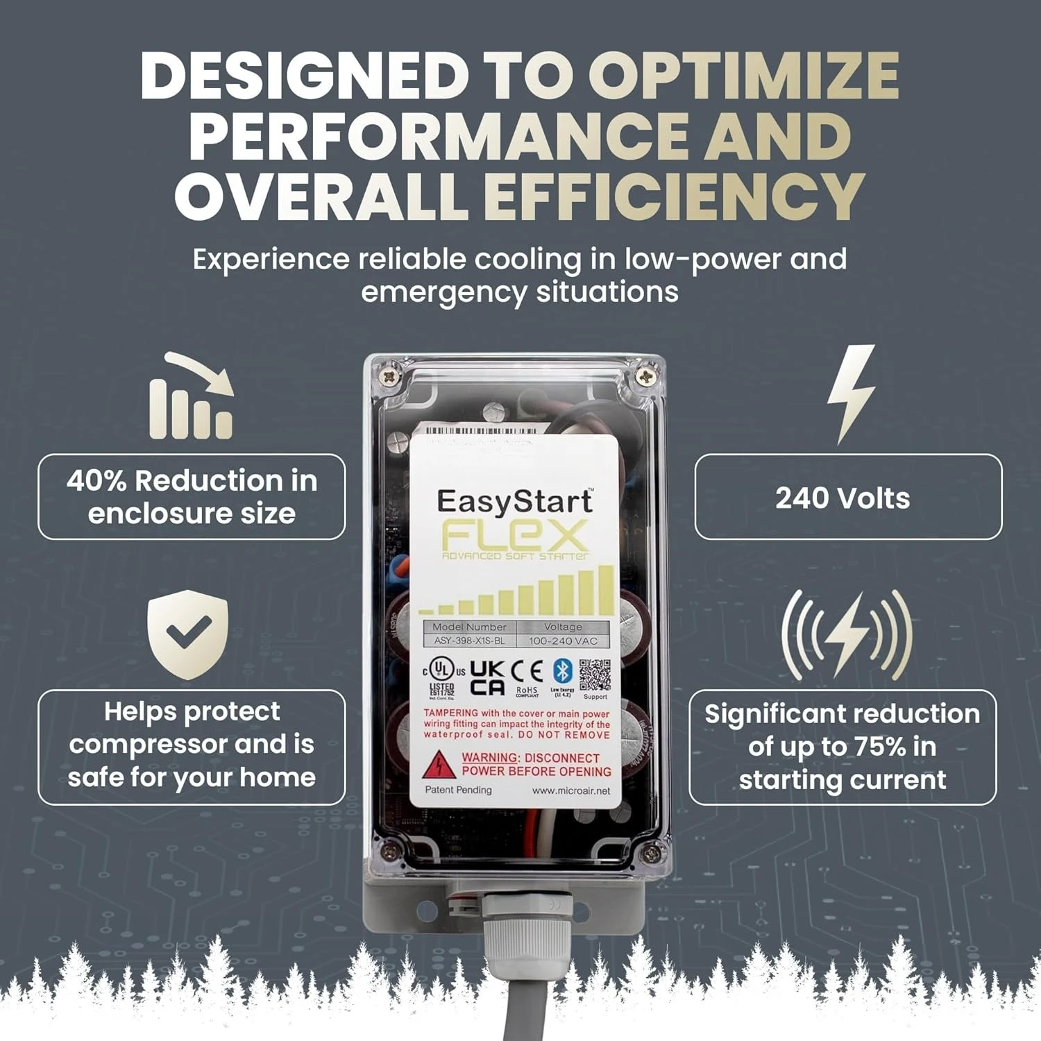 Bluetooth Soft Start Kit for Home Air Conditioner, RV & Commercial Use, Works with Generators, Reduces Power Surge