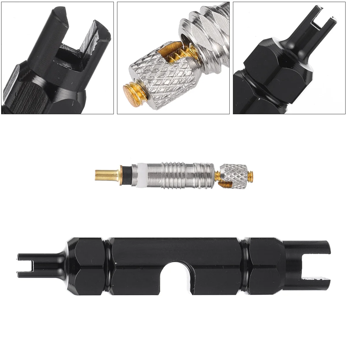 

Bike Core Removal Tool Kit Black with Remover High Quality Cores Durable Universal Tire Stem Tool