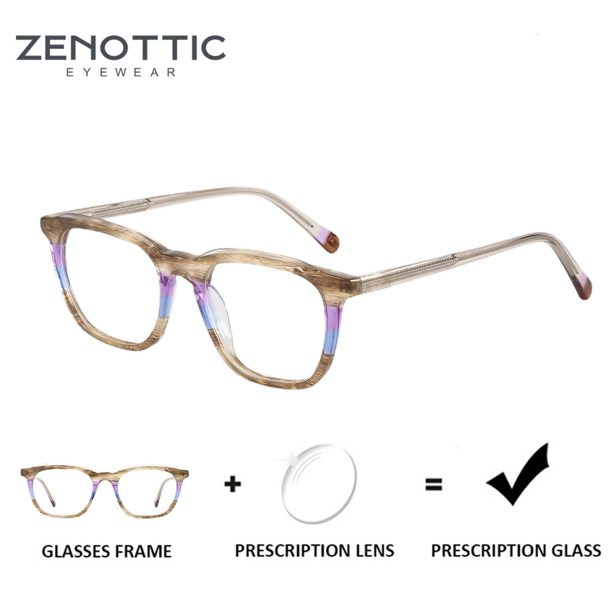 ZENOTTIC Classic Acetate Prescription Glasses Square Anti Blue Light/Photochromic Eyewear Myopia Optical Eyeglasses for Women