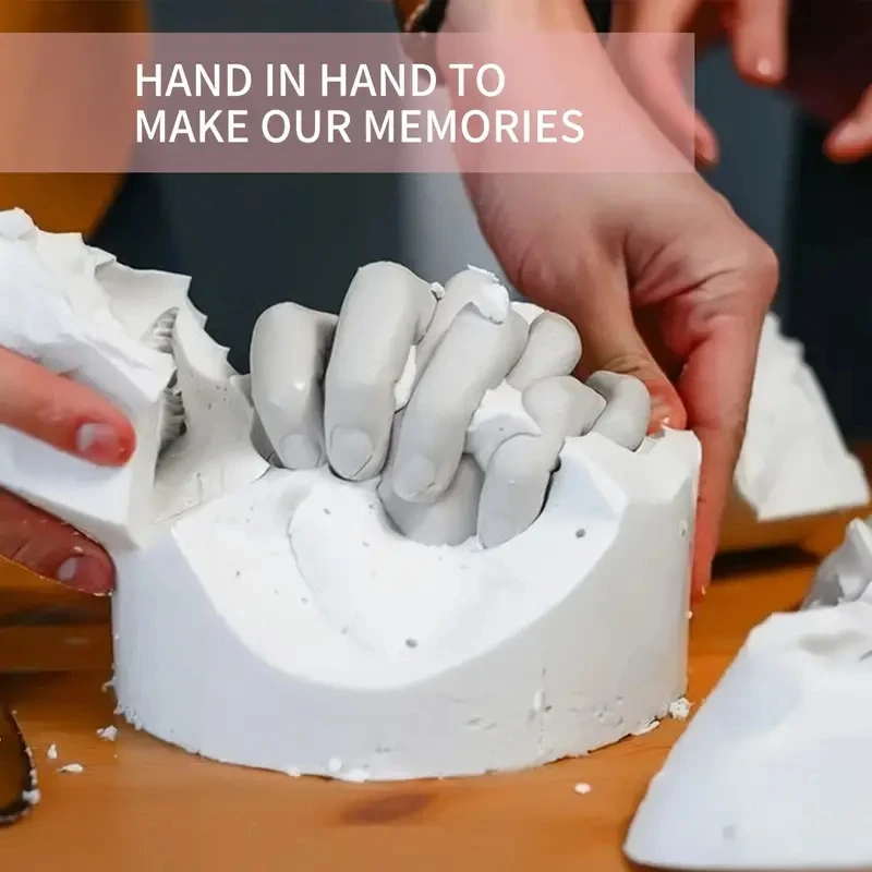 3D Handmade Hand Mold Casting Clone Powder Kit DIY Couples Hand Holding Statue Molding Crafts For Adult Child Friends