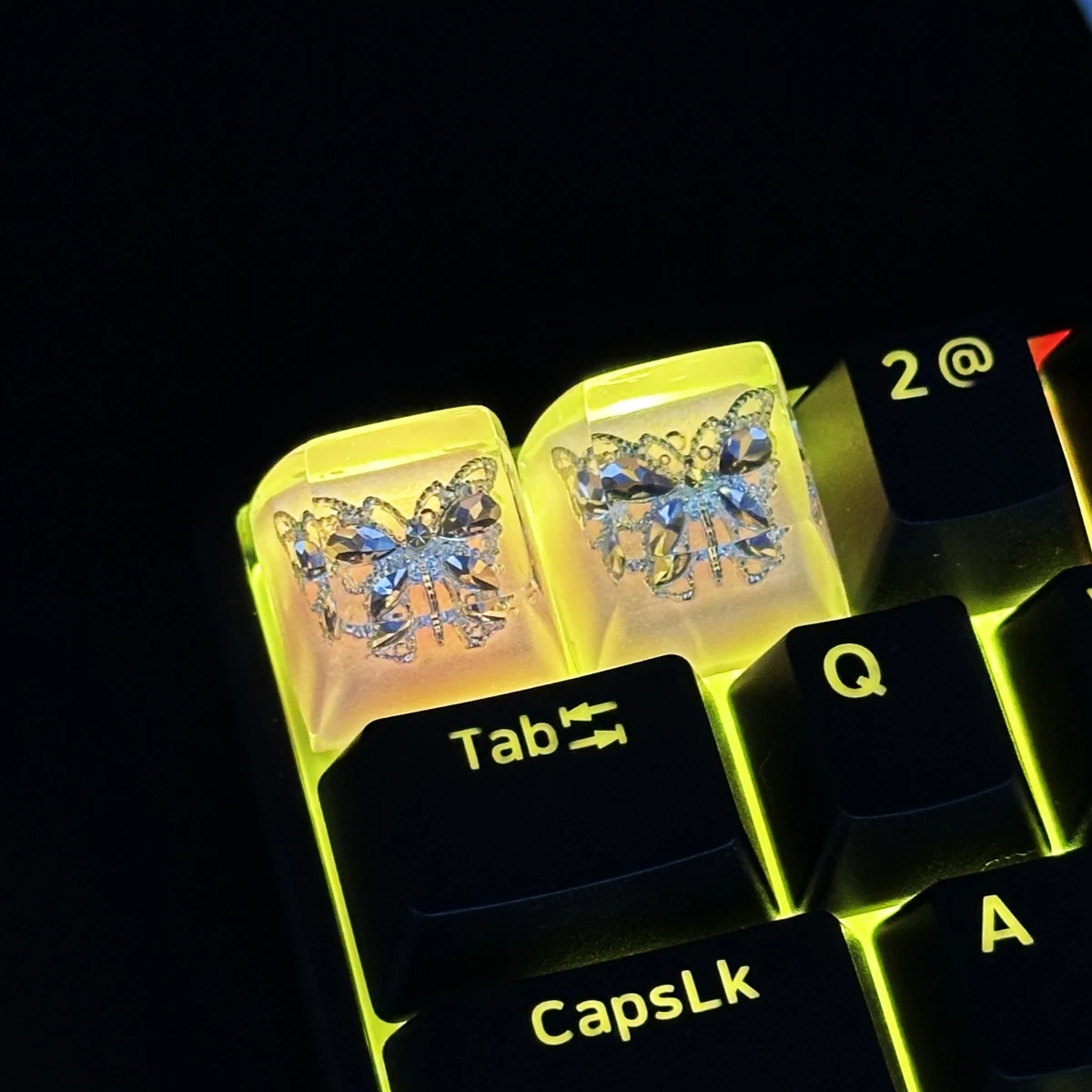 Mechanical Keyboard DIY Translucent Butterfly Keycaps Resin Artisan Keycaps Custom Pretty Girl ESC Keys Gift Single SA R1 Keycap
