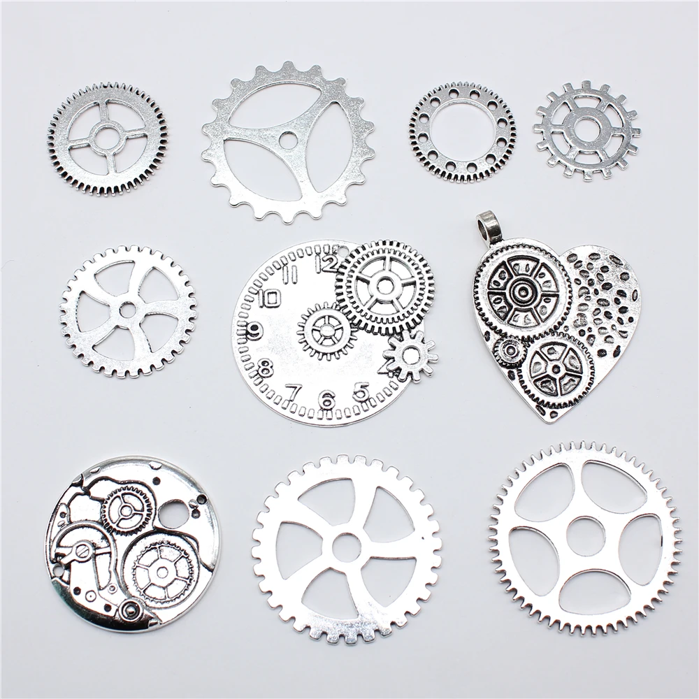 10 sztuk duży rozmiar stop Charm mechaniczne Steampunk zębatki i koła zębate Diy akcesoria do samodzielnego tworzenia biżuterii — zdjęcie 3