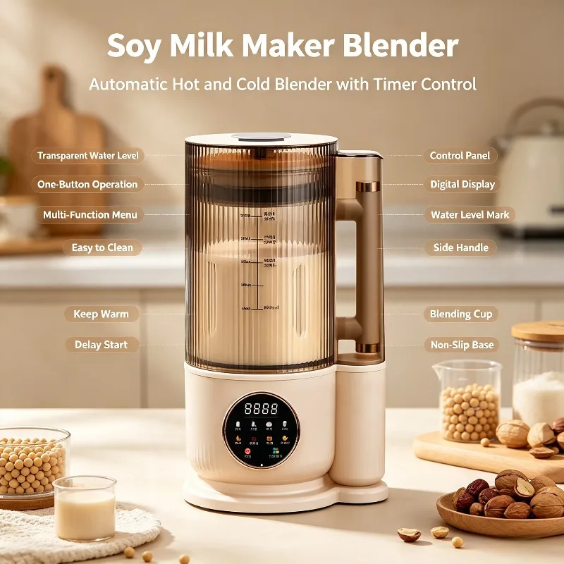 Silent Automatic Blender Soymilk Maker 110V For Home Kitchen Use With US And UK Power Plug Household Food Processing Appliance