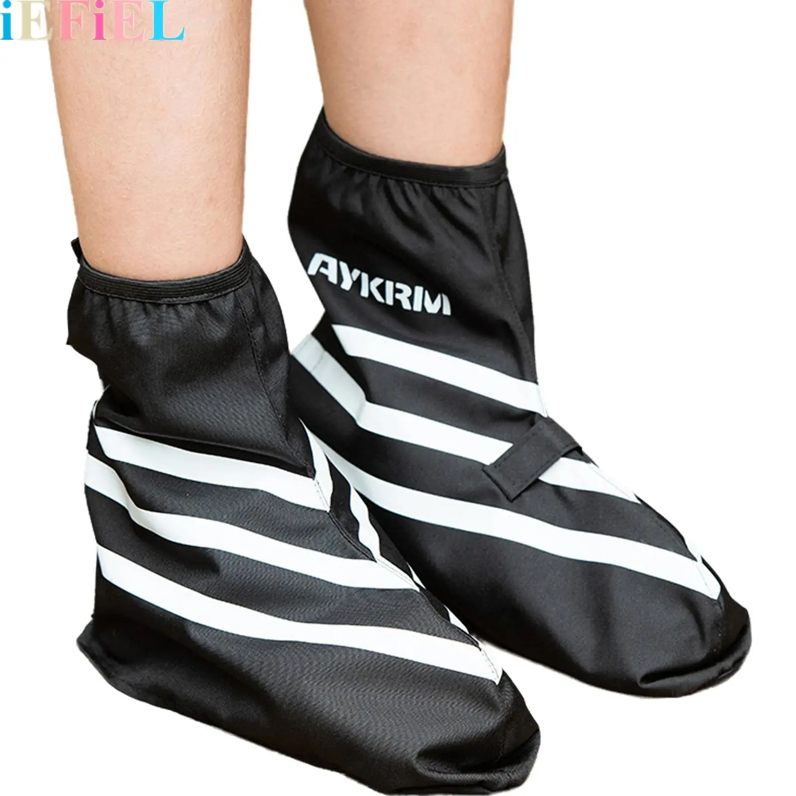 

Adults Reflective Strips Shoe Cover Hook-and-loop Fastener Water-resistant Shoe Covers for Outdoor Cycling