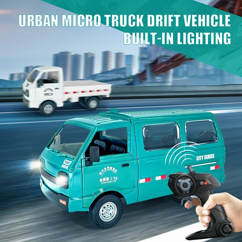 1/16 Remote Control Van Truck 2.4G 5CH Mini Simulated Carport Trucks Children Toy RC Ice Cream Truck Transport Car with Lights