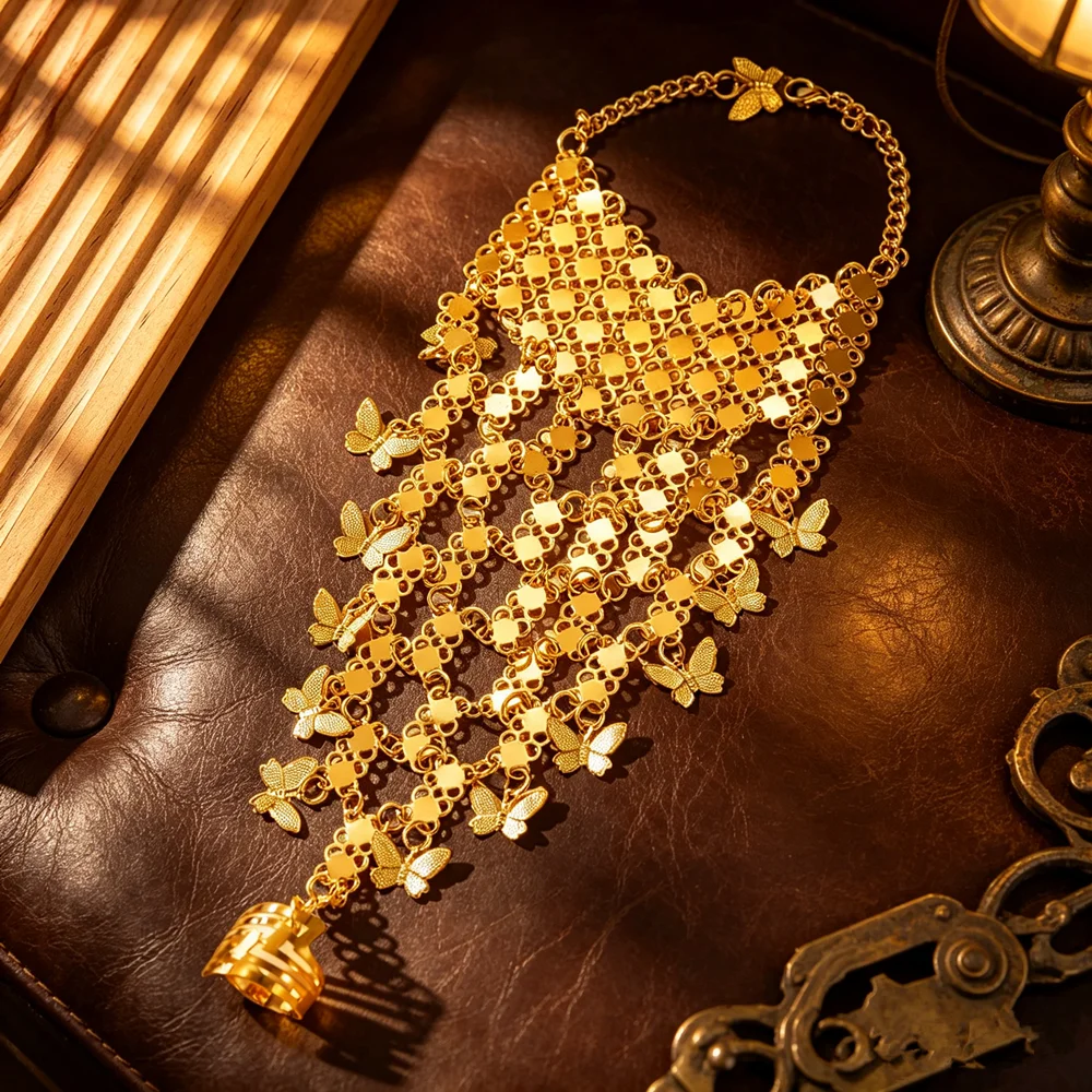 Simple Design Butterfly Pendant Bracelet As A Performance Accessory For Ethnic Dance.