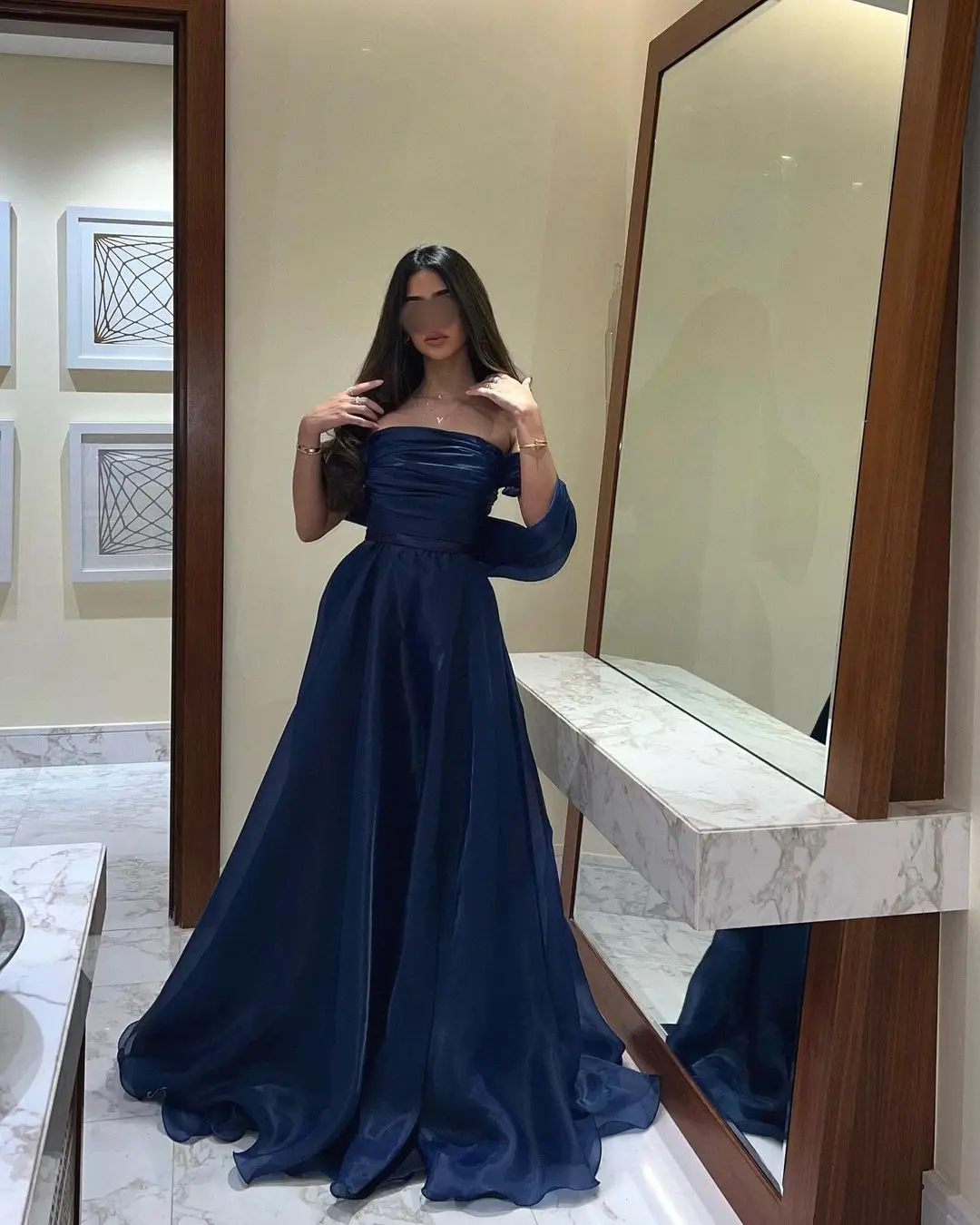 Customized  High Quality Exquisite Strapless A-line Draped Tulle Formal Occasion Gown Robe De Soiree Dubai Luxe ドレス שמלת נשף