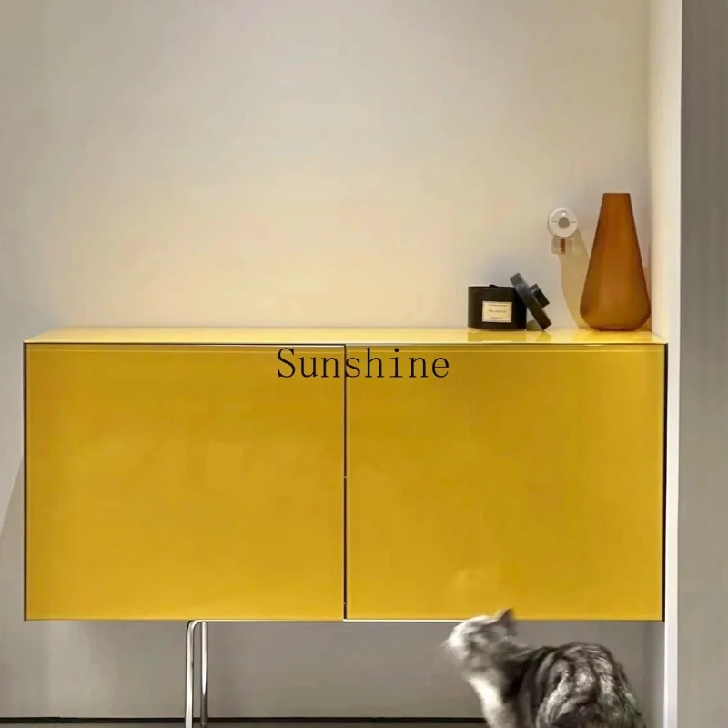 

Italian minimalist glass dining side living room against the wall storage cabinet