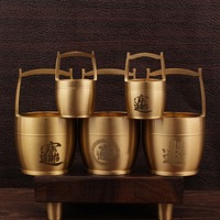 Brass Bucket of Gold Small Water Bucket Ornament Small Yuanbao Container Creative Craft Bucket of Gold Ornament Wealth-Attractin