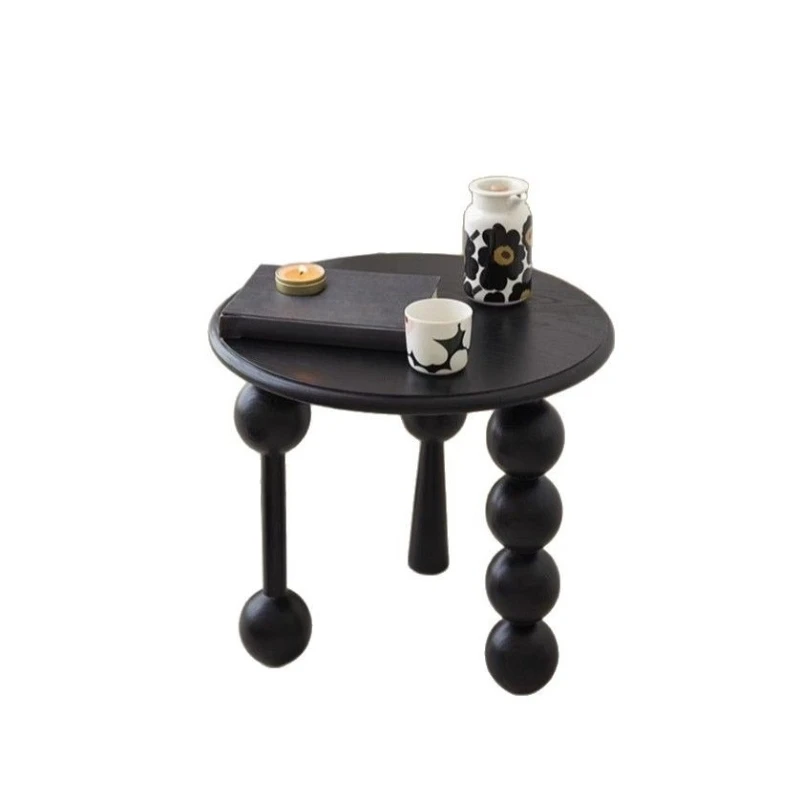

Solid wood small round table medium and ancient coffee table retro home living room sofa corner few creative small side
