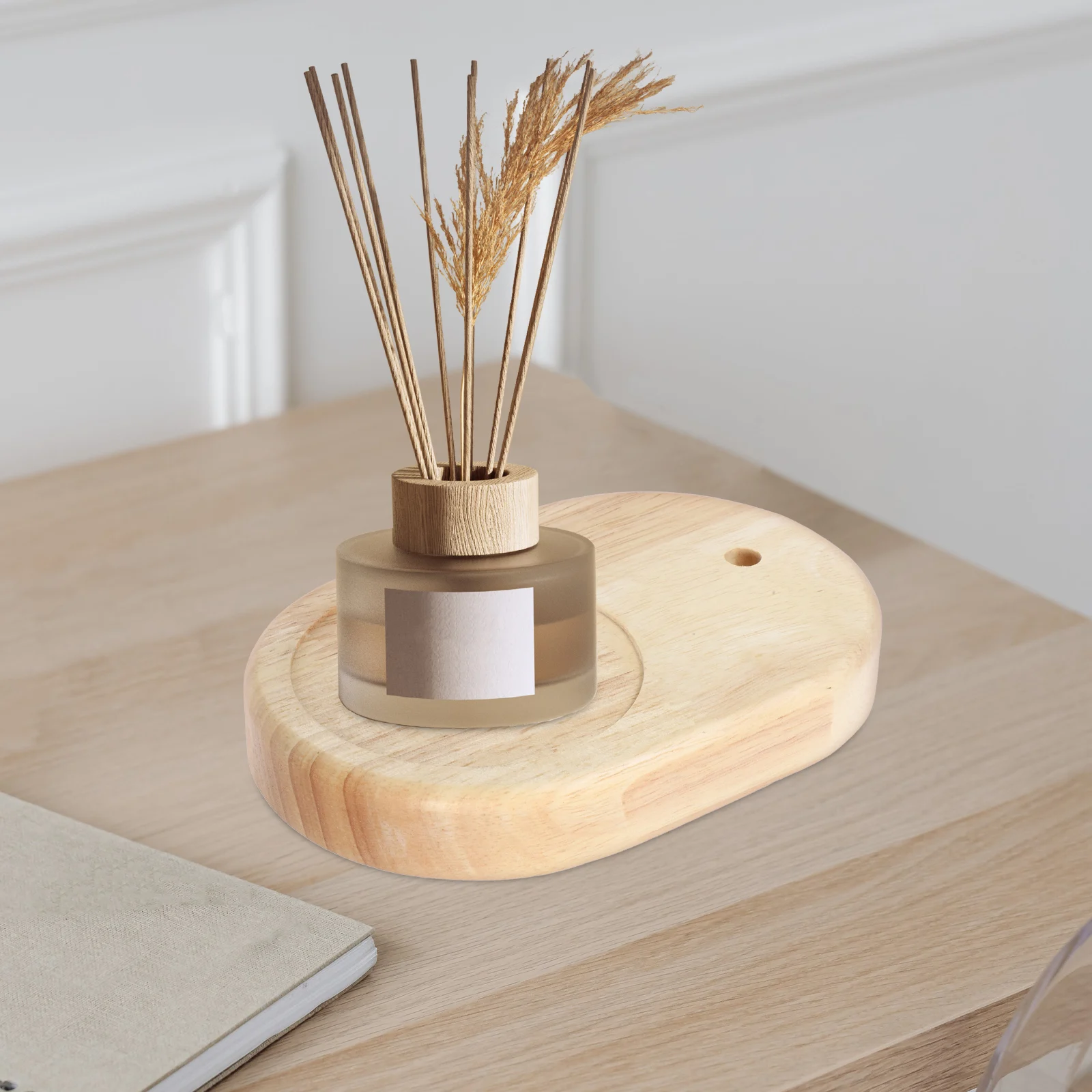

Table Base Solid Wood Desk Light Stand Aromatherapy Small Oval Base DIY Bedroom Living Study Wood Oval Stand Office