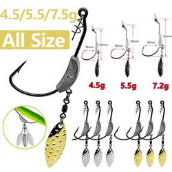 3pcs Crank Weighted Hooks Offset Fishing Jig Head Metal Spoon Sequin Add Weight Lures With Twist Lock Barbed Hook Fishing Tackle